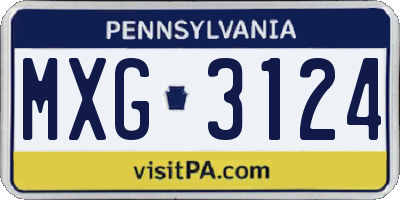 PA license plate MXG3124