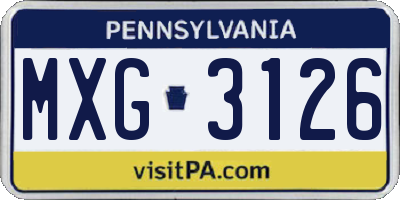 PA license plate MXG3126
