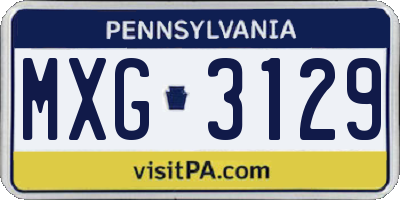 PA license plate MXG3129