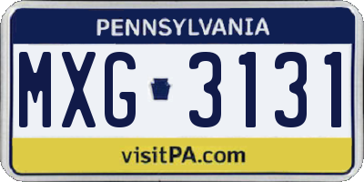 PA license plate MXG3131