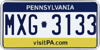 PA license plate MXG3133