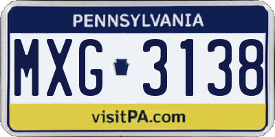 PA license plate MXG3138