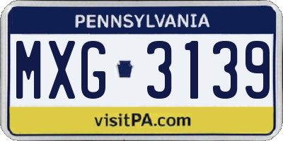 PA license plate MXG3139