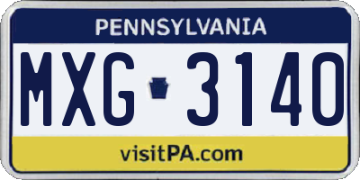 PA license plate MXG3140