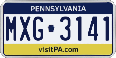 PA license plate MXG3141