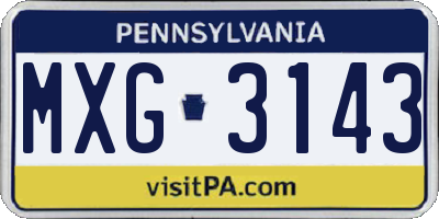 PA license plate MXG3143
