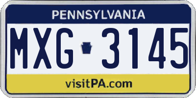 PA license plate MXG3145