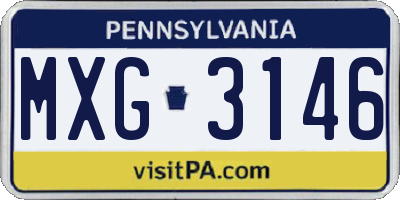 PA license plate MXG3146