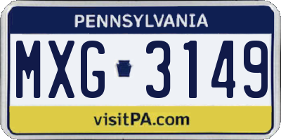 PA license plate MXG3149