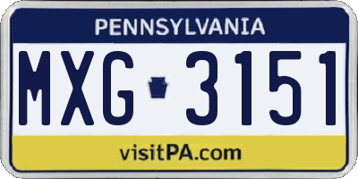 PA license plate MXG3151