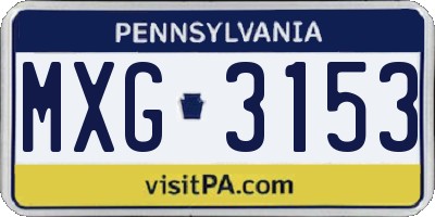 PA license plate MXG3153
