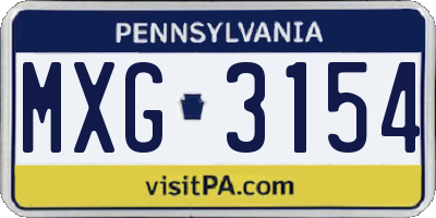 PA license plate MXG3154