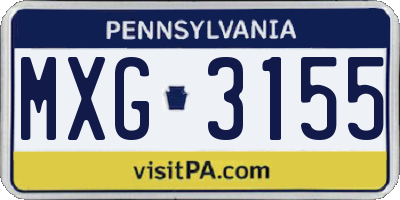 PA license plate MXG3155
