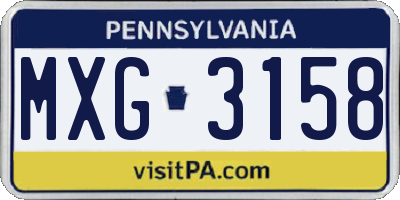 PA license plate MXG3158