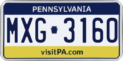 PA license plate MXG3160