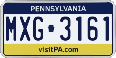 PA license plate MXG3161