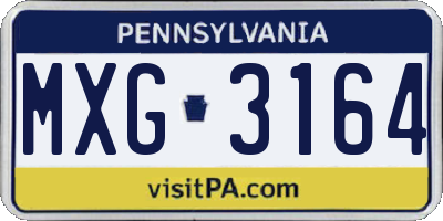 PA license plate MXG3164