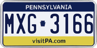 PA license plate MXG3166