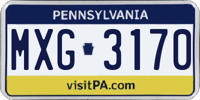 PA license plate MXG3170