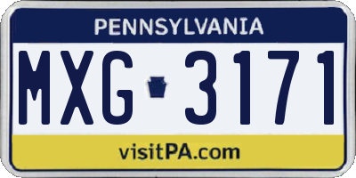 PA license plate MXG3171