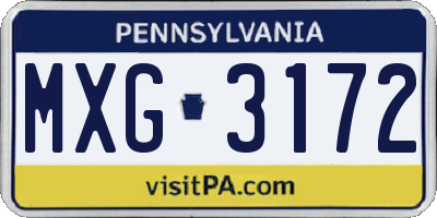 PA license plate MXG3172
