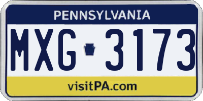 PA license plate MXG3173