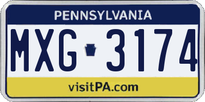 PA license plate MXG3174