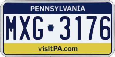 PA license plate MXG3176