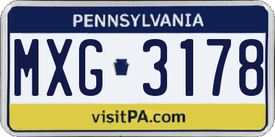 PA license plate MXG3178