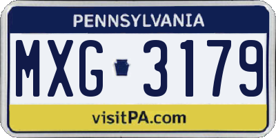 PA license plate MXG3179