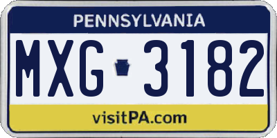 PA license plate MXG3182
