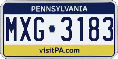 PA license plate MXG3183