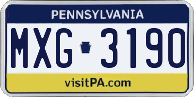 PA license plate MXG3190