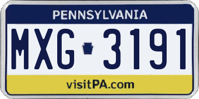 PA license plate MXG3191