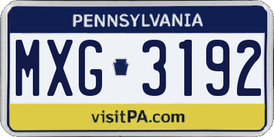 PA license plate MXG3192