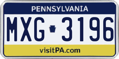 PA license plate MXG3196