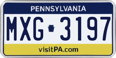 PA license plate MXG3197