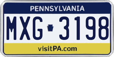 PA license plate MXG3198