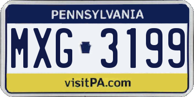PA license plate MXG3199