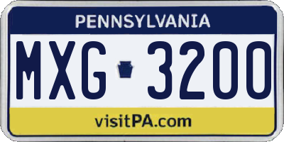 PA license plate MXG3200