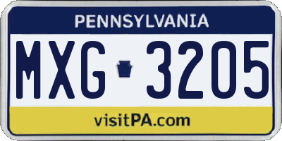PA license plate MXG3205