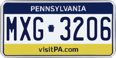 PA license plate MXG3206