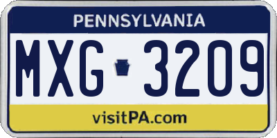 PA license plate MXG3209
