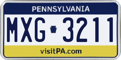 PA license plate MXG3211