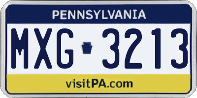 PA license plate MXG3213