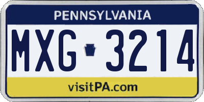 PA license plate MXG3214
