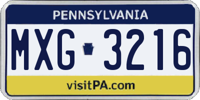 PA license plate MXG3216
