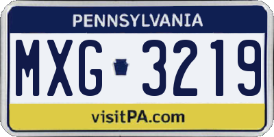 PA license plate MXG3219