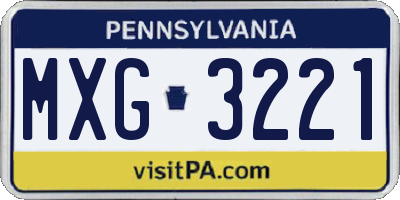 PA license plate MXG3221