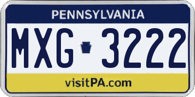 PA license plate MXG3222